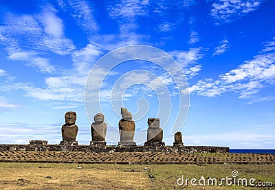 MOAI IN EASTER ISLAND, CHILE Editorial Stock Photo
